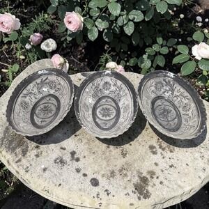 Anchor Hocking Clear Sandwich Pattern Oval Bowls, Set of 3, Vintage Replacements